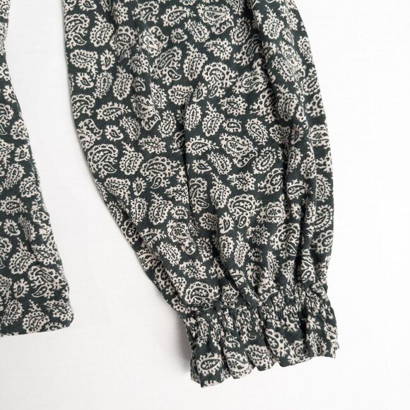 Boden Button Front Cotton Long Sleeve Paisley Top Womens 20/22 (XL) Green Boho - Picture 7 of 15